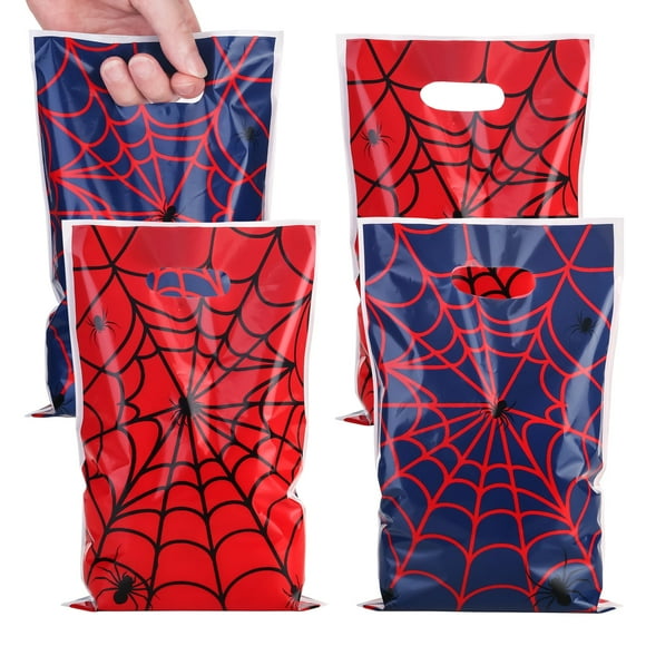 40PCS Spider Wed Party Favor Bags, Red & Blue Cartoon Goodie Candy Bags for Birthday Party Supplies