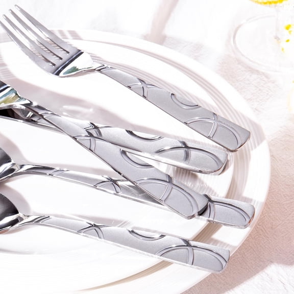 40PCS Stainless Steel Silverware Set, Modern Mirror Polished Cutlery with Forks Spoons Knives for Kitchen Dining