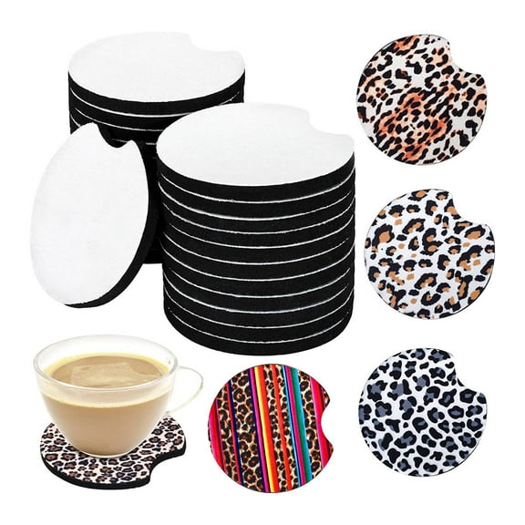 40PCS Sublimation Blanks Car Coasters,Sublimation Coasters 2.75 Inch/3mm Thicker Circular for Thermal