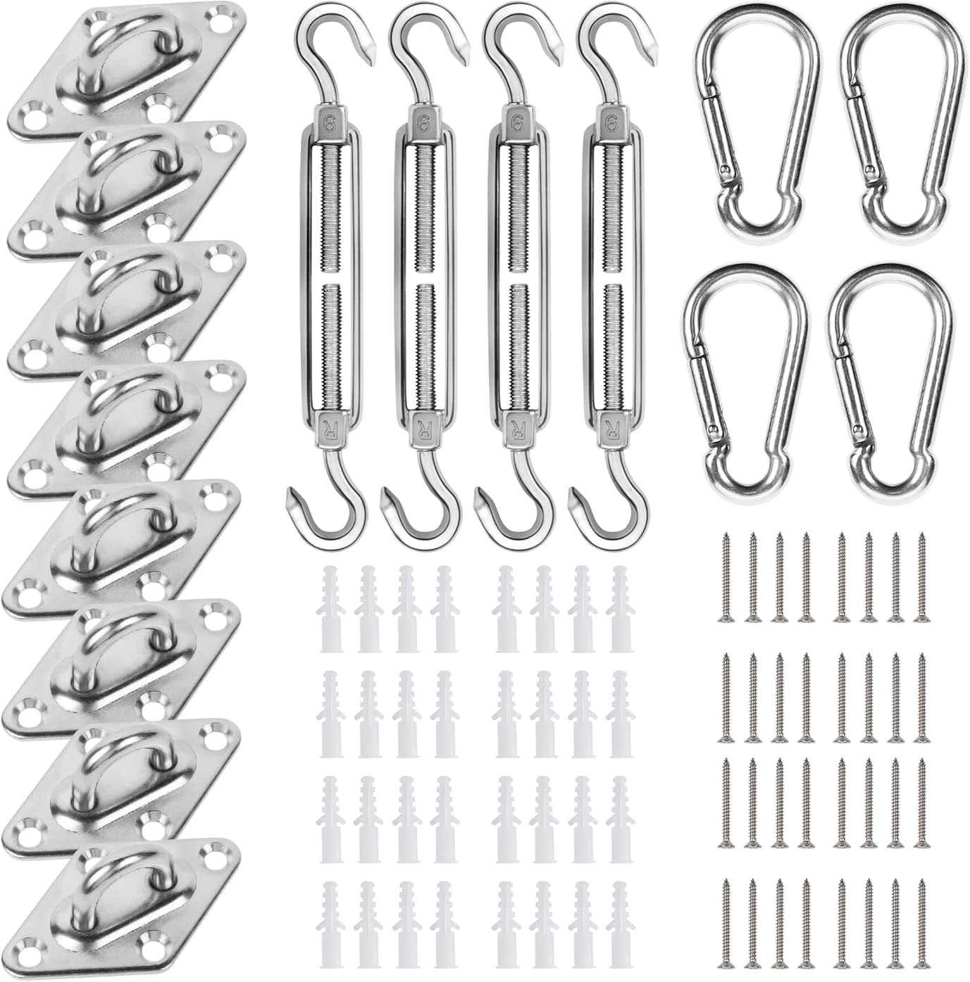 Rectangular Attachment 40PCS Sun Shade Sail Hardware Kit,304 Stainless Steel M5 Awning ...