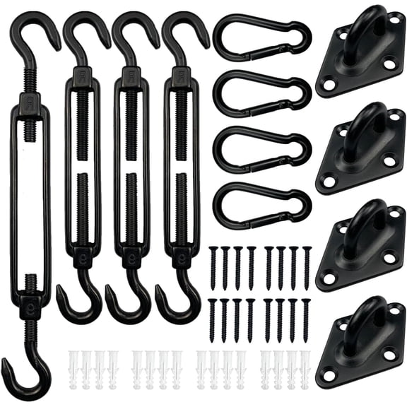 40PCS Sun Shade Sail Hardware Kit,304 Stainless Steel M5 Awning Attachment Set, for Triangle and Square, Rectangle, Sun Shade Sail D