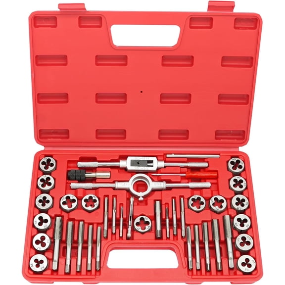 40PCS Tap and Die Set, Metric Size Standard M3 to M12, Threading Tool Set for Cutting External and Internal Threads with Adjustable Handles, Complete Accessories and Storage Case