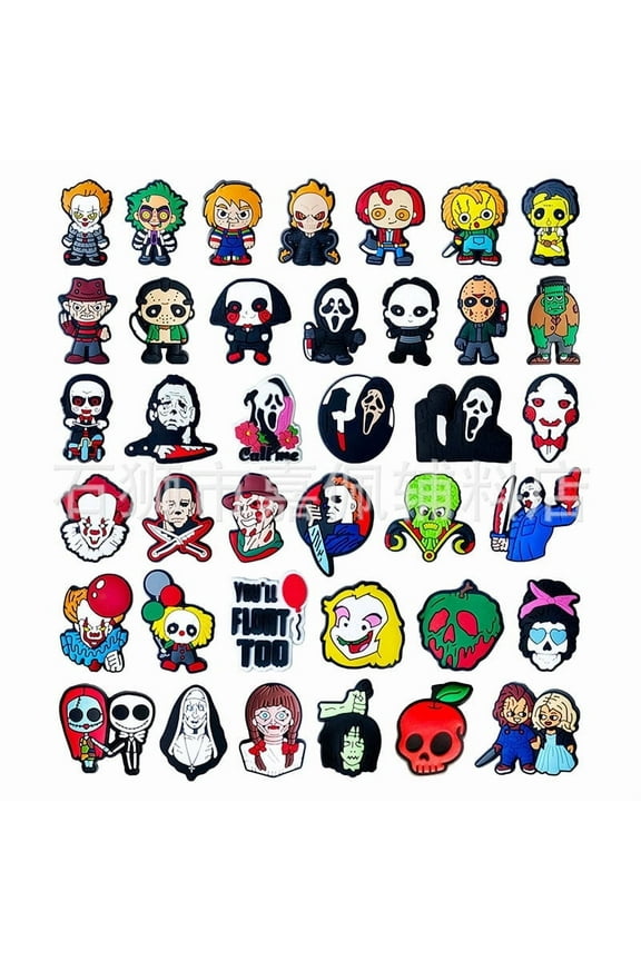 40PCS The Art of Terror Shoe Charms, Premium Random Shoe Charms for Girls, Cute PVC Shoe Decoration Charms for Girls Boys Women Men