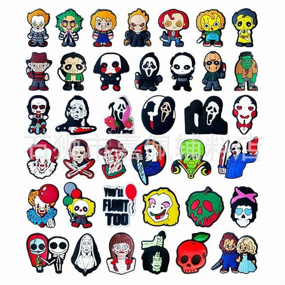 40PCS The Art of Terror Shoe Charms, Premium Random Shoe Charms for Girls, Cute PVC Shoe Decoration Charms for Girls Boys Women Men