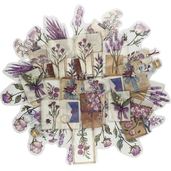 40PCS Vintage Aesthetic Botanical Stickers for Scrapbooking Supplies Kit, Cottagecore Flower Themed Decals Stickers for Bullet Junk Journal Planner Laptop Album Envelop