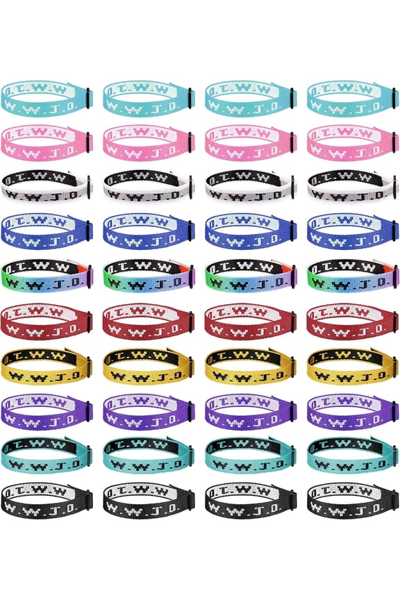 40PCS WWJD Webbing Bracelets for Women Men What Would Jesus Do Bracelet, Crystal, Style Y2099