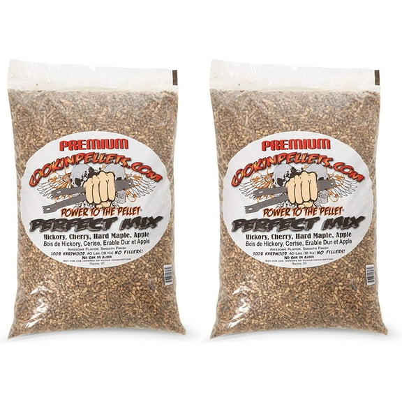 40PM Perfect Mix All-Natural Hickory, Cherry, Hard Maple, and Apple Grill Smoker Smoking Hardwood Wood Pellets, 40 Lb Bag (2 Pack) without brand names