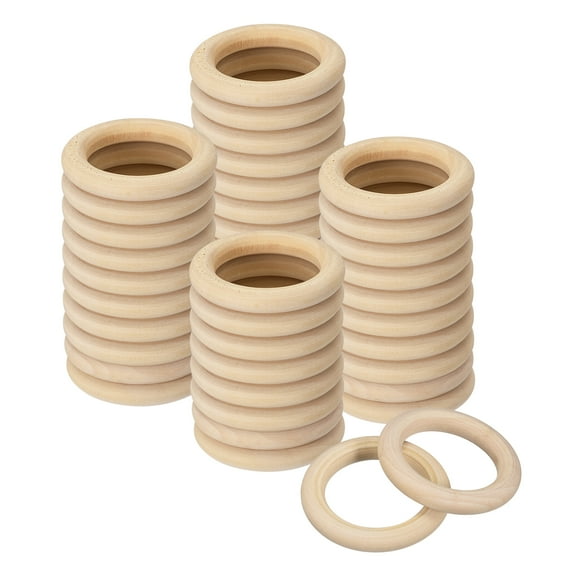 Uxcell 40 pack 2 inch Natural Wood Rings, 8mm Thick Smooth Unfinished Wooden Circles