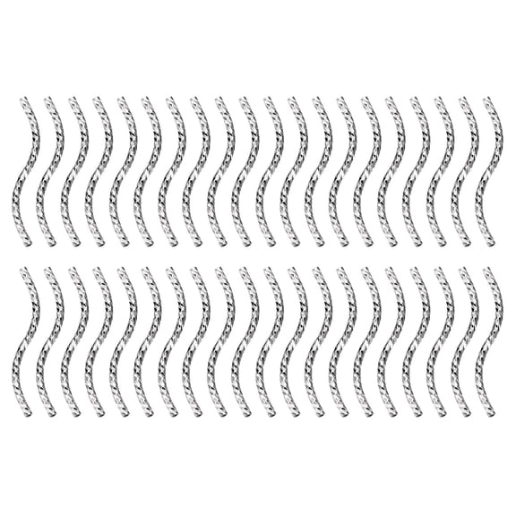 40Pack Brass Curved Tube Beads, 1.5x30mm S Shape Plating Noodles Spacer Bead, Silver White