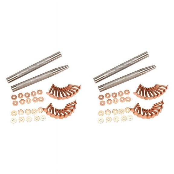 40Pack Copper Rivets and Burrs (14mm and 19mm) with 2Pcs Punch Rivet Tool for Belts, Bags, Collars, Leather-Crafting