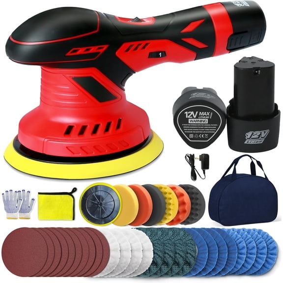 40Pack Cordless Buffer Polisher,DA Buffer Polisher Waxer for Detailing, Buffers And Polishers kit, Accessories,6 Variable Speed, 5500 RPM