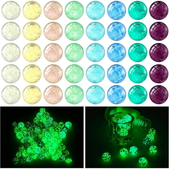 40Pack Glass Marbles for DIY Craft,Lampwork Loose Beads,Mixed Colors Marbles Glow in The Dark,Doted Style Marbles Glow,for Marble Games Home Decoration Halloween Party Favors Supplies