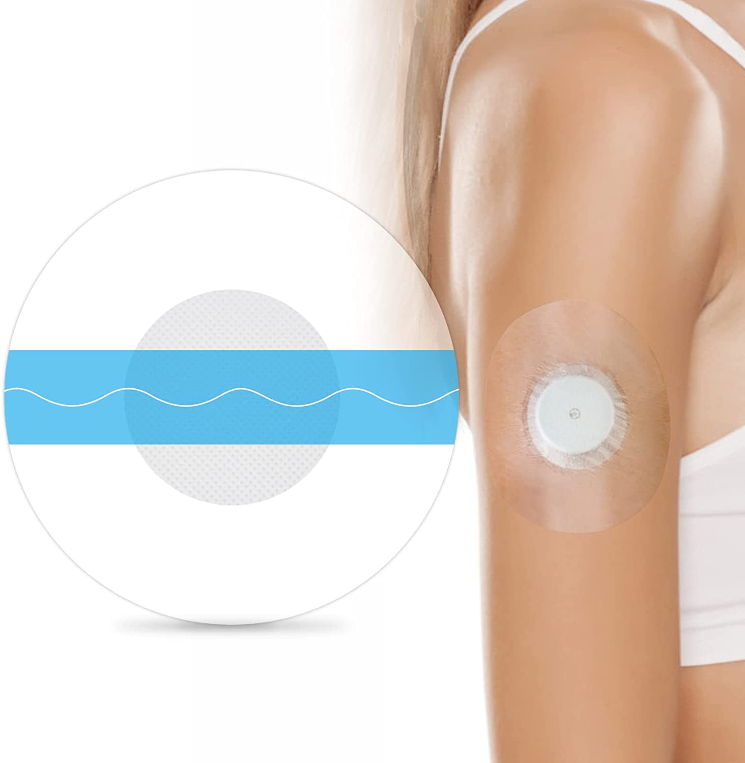 HONYOU Freestyle Adhesive Patches 25Pack Waterproof Libre2/3 Sensor Covers Flesh Flexible CGM Patches Without Glue in The Center-Enlite-Guardian-Freestyle