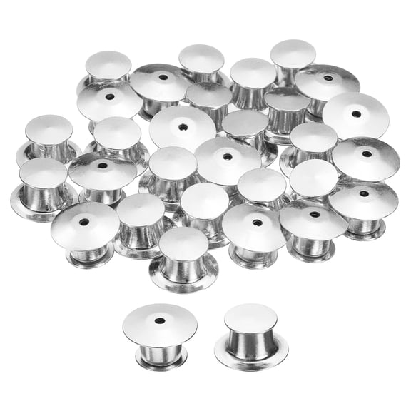 40Pack Metal Locking Pin Backs, Pin Keepers Locking Clasp, Silver