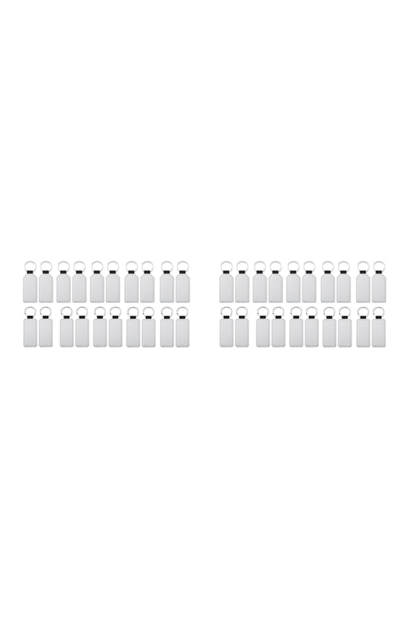 40Pack Sublimation Blanks Keychain Glitter PU Leather Keychain Heat Transfer Keyring Double-Sided Sublimation Blank