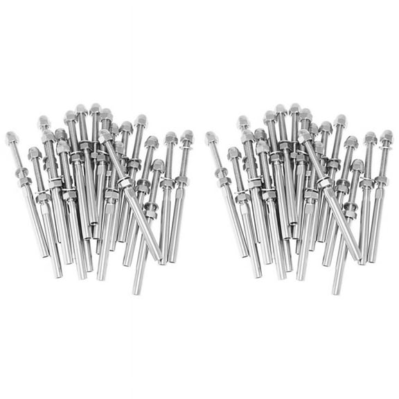 40Pack Threaded Terminal Stud Stainless T316 Marine Grade Stud End Fitting Terminal,40 x Threaded Terminal Stud,Silver