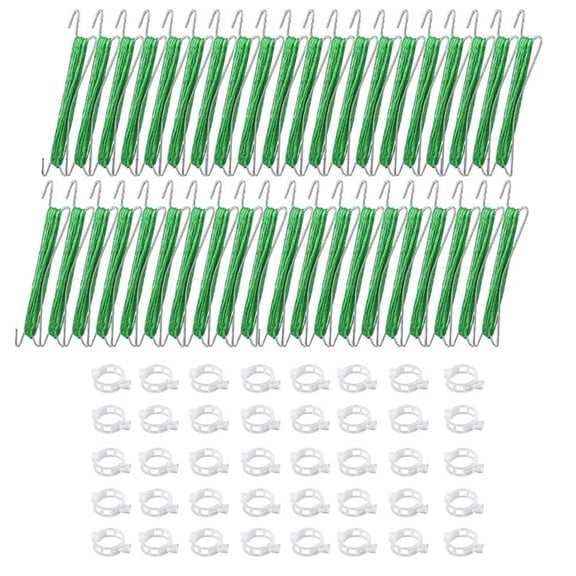 40Packs Metal Tomato Hooks with 15m Adjustable Cord - Perfect for Vines