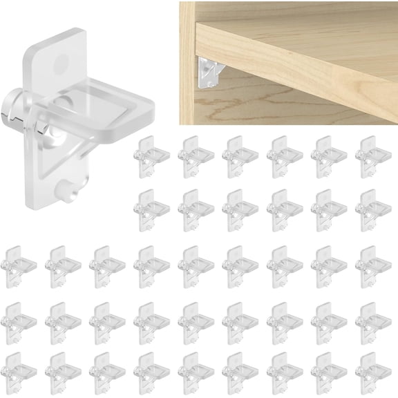 40Pcs 1/4 Inch Clear Plastic Shelf Support Pegs, Furniture Support Pin Fits for Kitchen, Bookcase, Wood Shelving, Partition Pins Replacement Clips