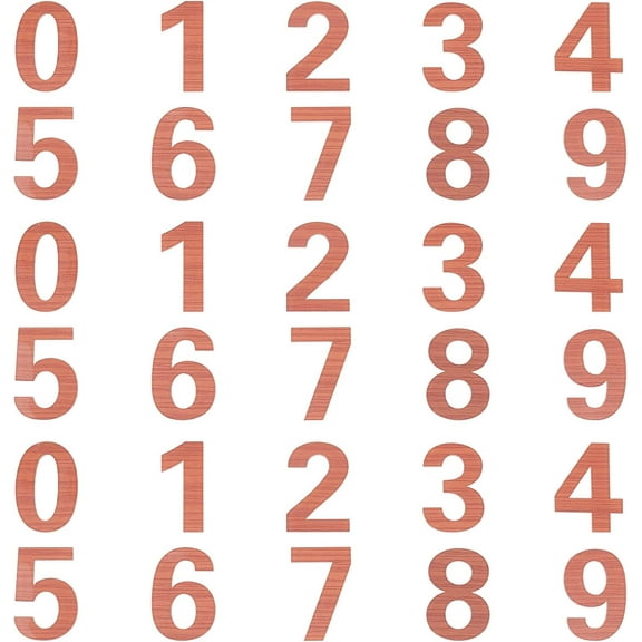 40Pcs 1-7/8 Inch(48mm) Wood Grain Pattern Number 0-9 Wall Sticker Acrylic Mirror Stickers Self-Adhesive Furniture Sticker DIY
