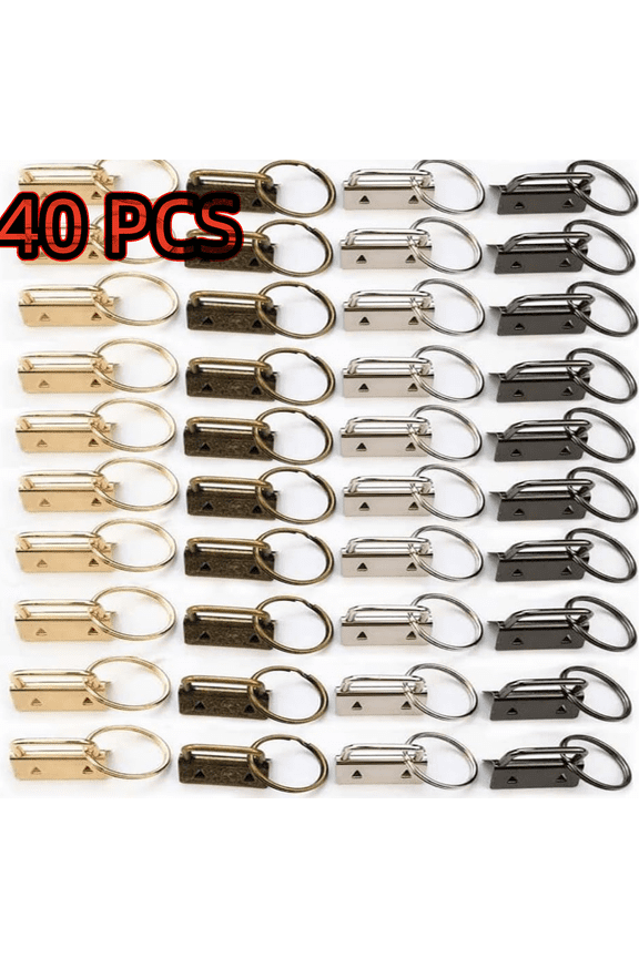 40Pcs 1 Inch Key Fob Hardware Bulk Gold Fob Wristlet Hardware Keychain Fob Hardware with Key Ring for Wristlet Keychain