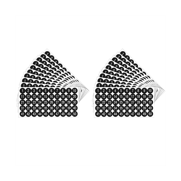 40Pcs 1 to 50 Number Stickers Consecutive 1Inch Self-Adhesive Decal for Inventory Storage Classification