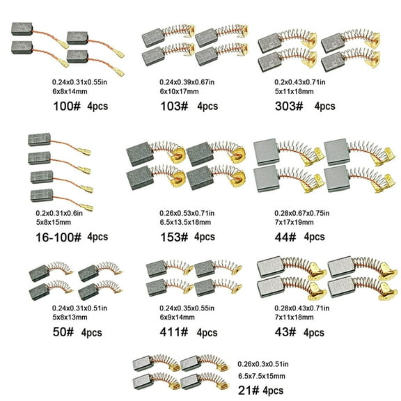 40Pcs 10 Sizes Electric Motor Carbon Brushes Replacement for Power Tool likeweier