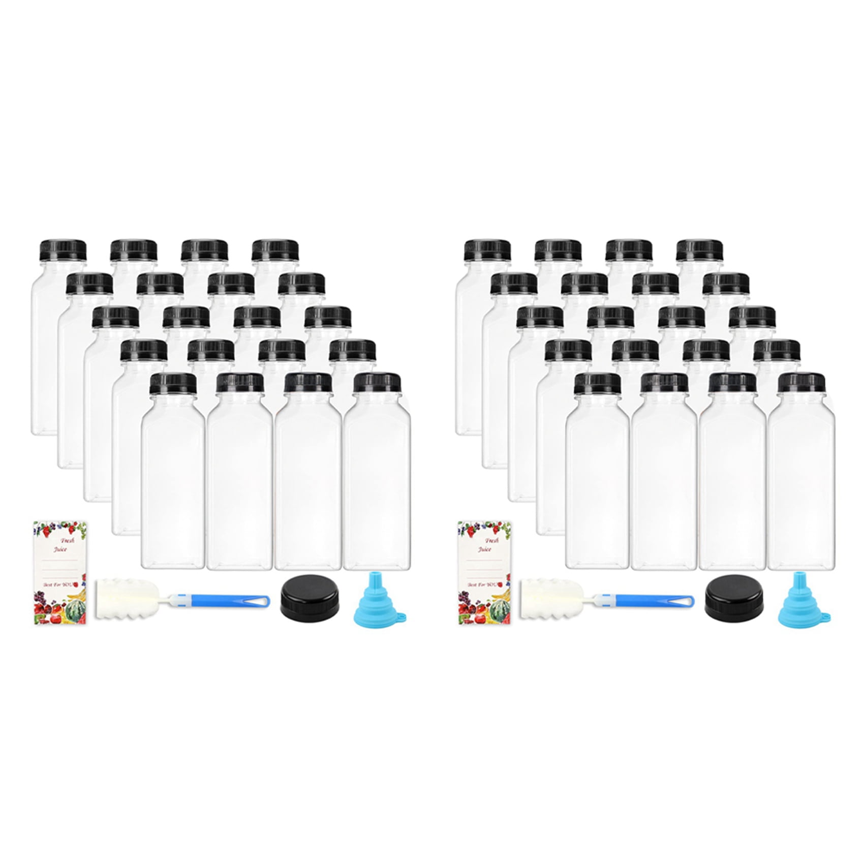 40Pcs 12oz Empty Plastic Juice Bottles with Caps,Reusable Water Bottles, Clear Containers with Black Tamper Evident Lids