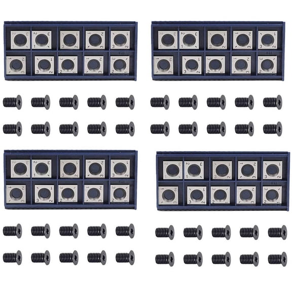 40Pcs 14mm Square Straight Carbide Cutter Insert with 40Pcs M610mm Screws for Wood Working Spiral Planer Cutter