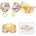 thumbnail image 1 of 40Pcs 18K Gold Plated Earring Findings Cubic Zirconia Post Stud Earrings with Loop and 40Pcs Butterfly Earring Backs, 1 of 9
