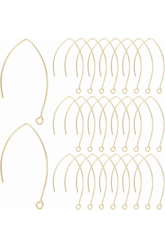 40Pcs 18K Gold Plated Earring Hooks U Shape Earring Hooks Ear Wire Fish Hooks Golden Dangle Earring Earring Hooks Accessories for DIY Earring Jewelry Making Findings diy