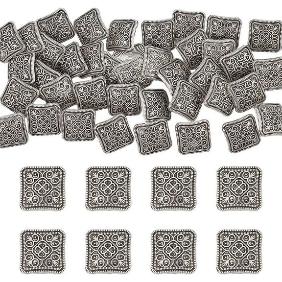 40Pcs 2.2mm Hole Zinc Alloy Square Shank Buttons 13mm Length Silver Metal Shank Blazer Buttons Tibetan Style Sewing Buttons DIY