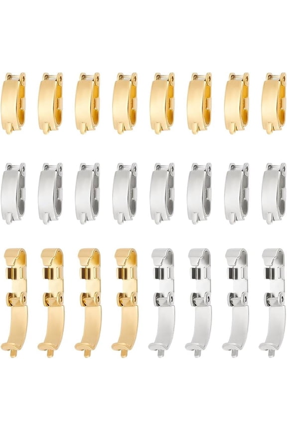 40Pcs 2 Colors 304 Stainless Steel Fold Over Golden Extender Foldover Extension Clasp Watch Band Bracelet Strap Necklace Extender for Jewelry Making for making