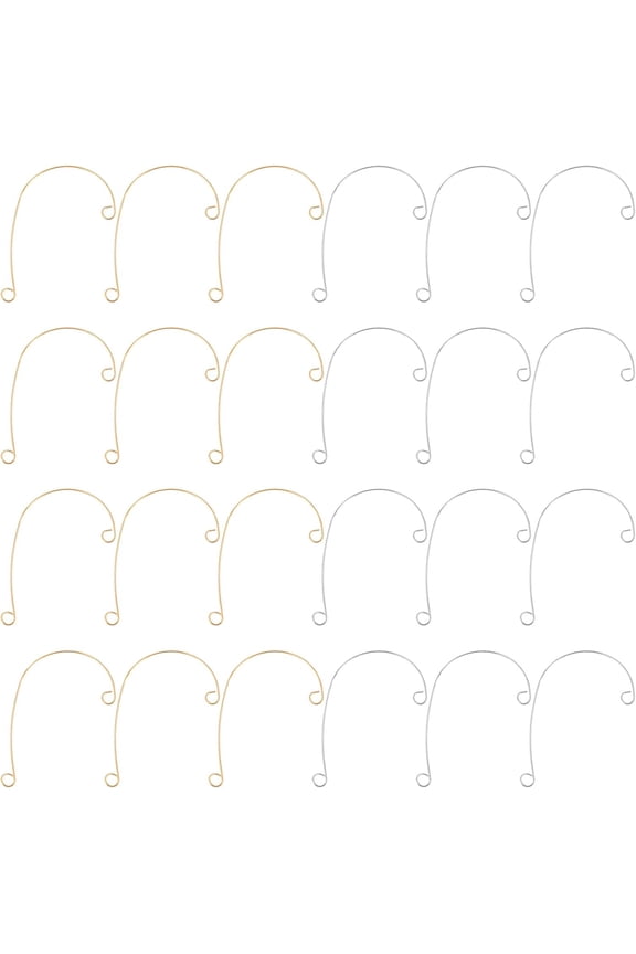 40Pcs 2 Colors DIY Ear Cuff 316 Stainless Steel Ear Wrap Earrings 2 Loop DIY Earring for Ears 59mm Ear Crawler DIY Earrings Making 4mm Hole Cuff Earrings for Women