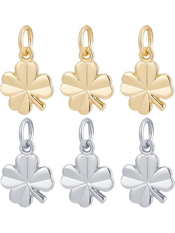 40Pcs 2 Colors Four Leaf Clover Charms 18K Gold & Platinum Plated Brass St. Patrick's Day Shamrock Charm Good Luck Pendant for Jewelry Making Mixed Color