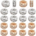 thumbnail image 1 of 40Pcs 2 Colors Gold Rhinestone Spacer Beads Large Hole European Beads Silver Rondelle Brass Glass Shine Diamond Pave Small Loose Charms Findings, 1 of 5