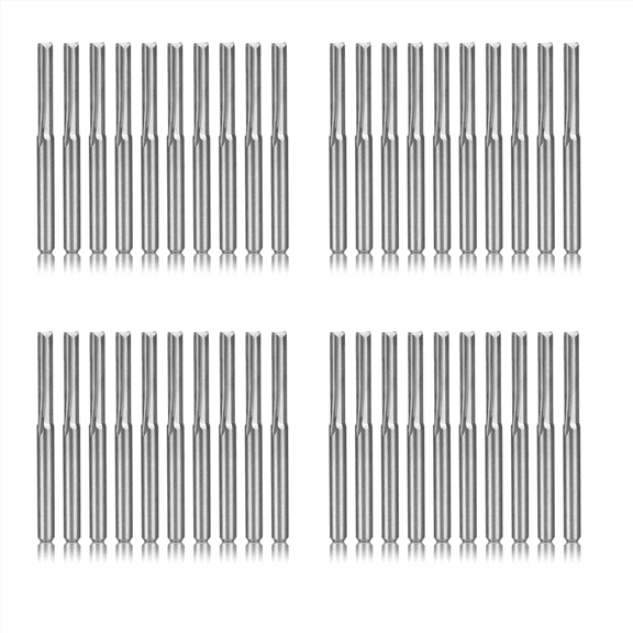 40Pcs 2 Flute Cnc Router Bits 3.175Mm Straight Slot Tungsten Steel Milling Cutter for Wood Plastic