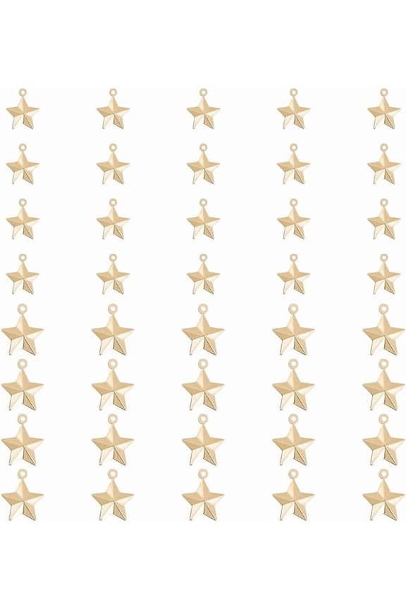 40Pcs 2 Size Star Dangle charms 14K Gold Plated Charms Mini Star Brass Pendants Celestial Charm Metal Charms for DIY Bracelets Earring Necklace Jewelry Making