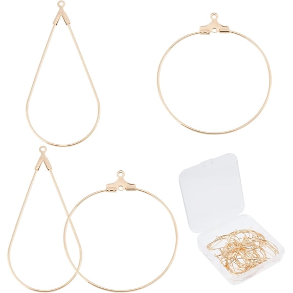 40Pcs 2 Style Hoop Earring Findings 18K Gold Plated Round Scallop Beading Hoops Earring Making Kit for Jewelry Making DIY Crafts Golden