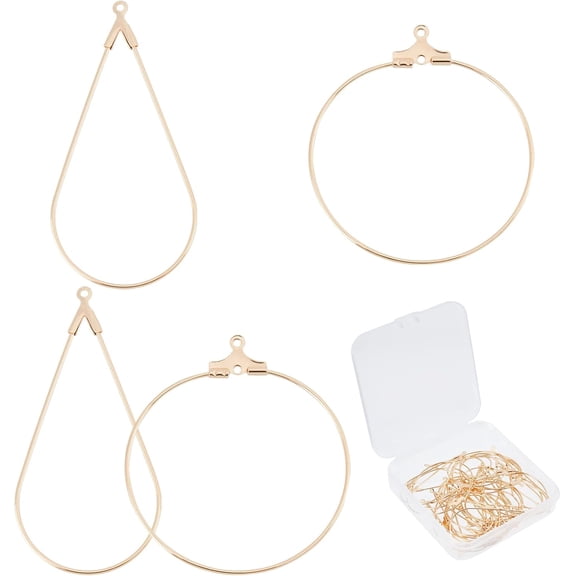 40Pcs 2 Style Hoop Earring Findings 18K Gold Plated Round Scallop Beading Hoops Earring Making Kit for Jewelry Making DIY Crafts