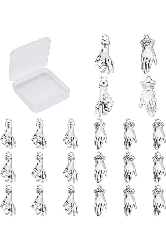 40Pcs 2 Style Tibetan Style Alloy Pendants Lead Free & Cadmium Free ASL Pendants Antique Silver 25x12x4.5mm Hole: 2mm