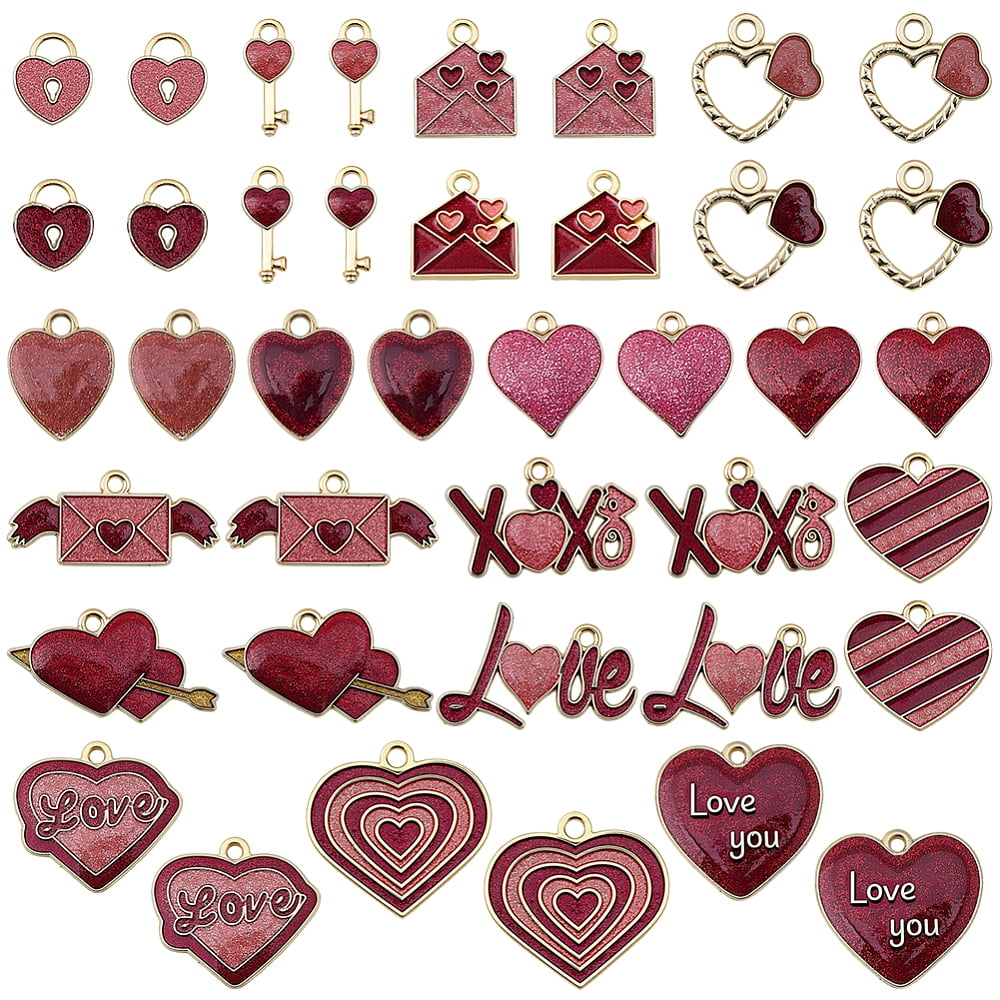 40Pcs 20 Styles Zinc Alloy Enamel Pendants with Glitter Powder Light ...