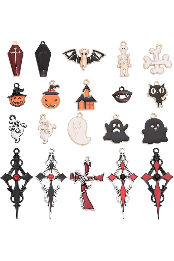 40Pcs 20Styles Charms Alloy Pumpkin Pendants for Bracelets Necklace Making Mixed Color colorful