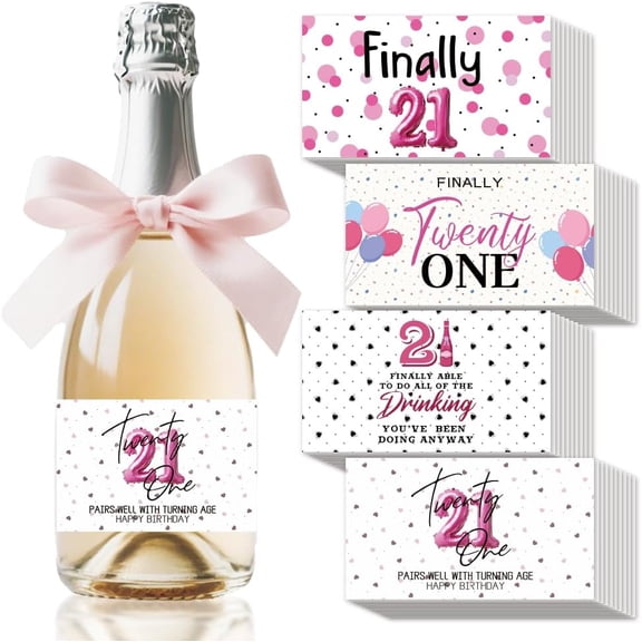 40Pcs 21st Birthday Wine Labels for Bottles Mini Champagne Labels Colorful Balloon Wine Bottle Label Stickers Champagne Bottle Cover Sticker for Birthday Party Favor Colorful DIY