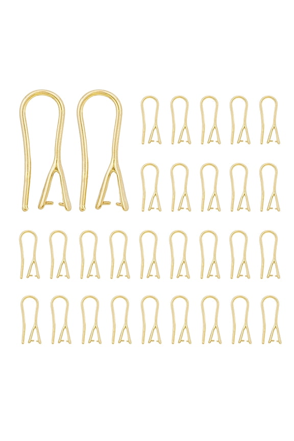 40Pcs 24K Real Gold Plated Ear Wires Earring Hooks with Pinch Bails Thickness Ear Wire 21mm French Earring Hooks U Shape Brass Earwire Connector for Earring Jewelry Making DIY Real 24K Gold Plated
