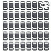 40Pcs 3/8'' Paracord Bracelet Clasps Plastic Braided Clips Buckle Parachute Backpack Buckles Black