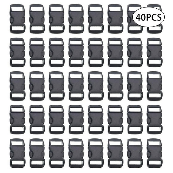 40Pcs 3/8'' Paracord Bracelet Clasps Plastic Braided Clips Buckle Parachute Backpack Buckles Black