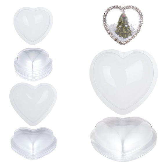 40Pcs 3 Sizes Heart Dome Clear Plastic Domes Candy Holder Shaker Domes Transparent Plastic Dimensional Dome Packing Covers