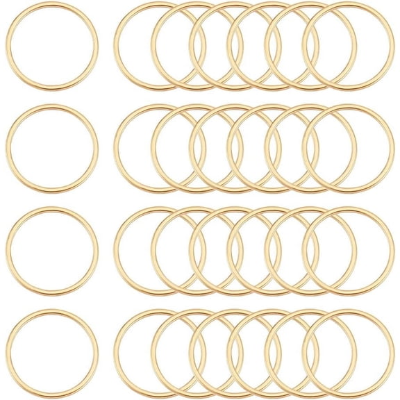 40Pcs 304 Stainless Steel Golden Linking Rings 16mm Round Rings Hollow Ring Charms Frames Connectors Metal Jewelry Connector Links for DIY Jewelry Making White