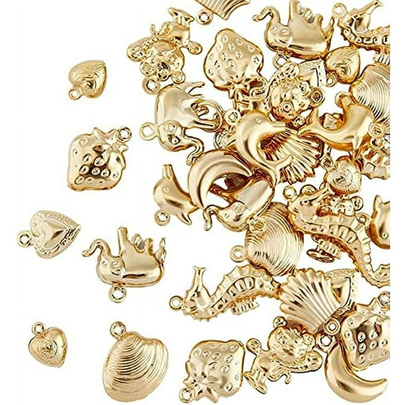 40Pcs 304 Stainless Steel Golden Mini Charms Scallop Sea Shell Charms Pendants Animals Dangle Beads for Ocean Summer Bracelet