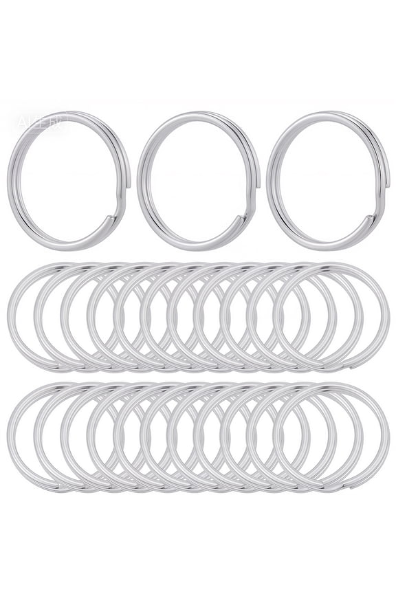 40Pcs 304 Stainless Steel Keychain Clasp Findings Circle Split Key O Shaped Rings Replacement Durable Round Clips Buckles
